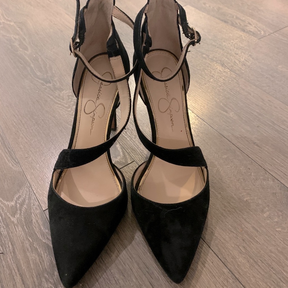 Jessica Simpson Black Suede Wrap Pumps
